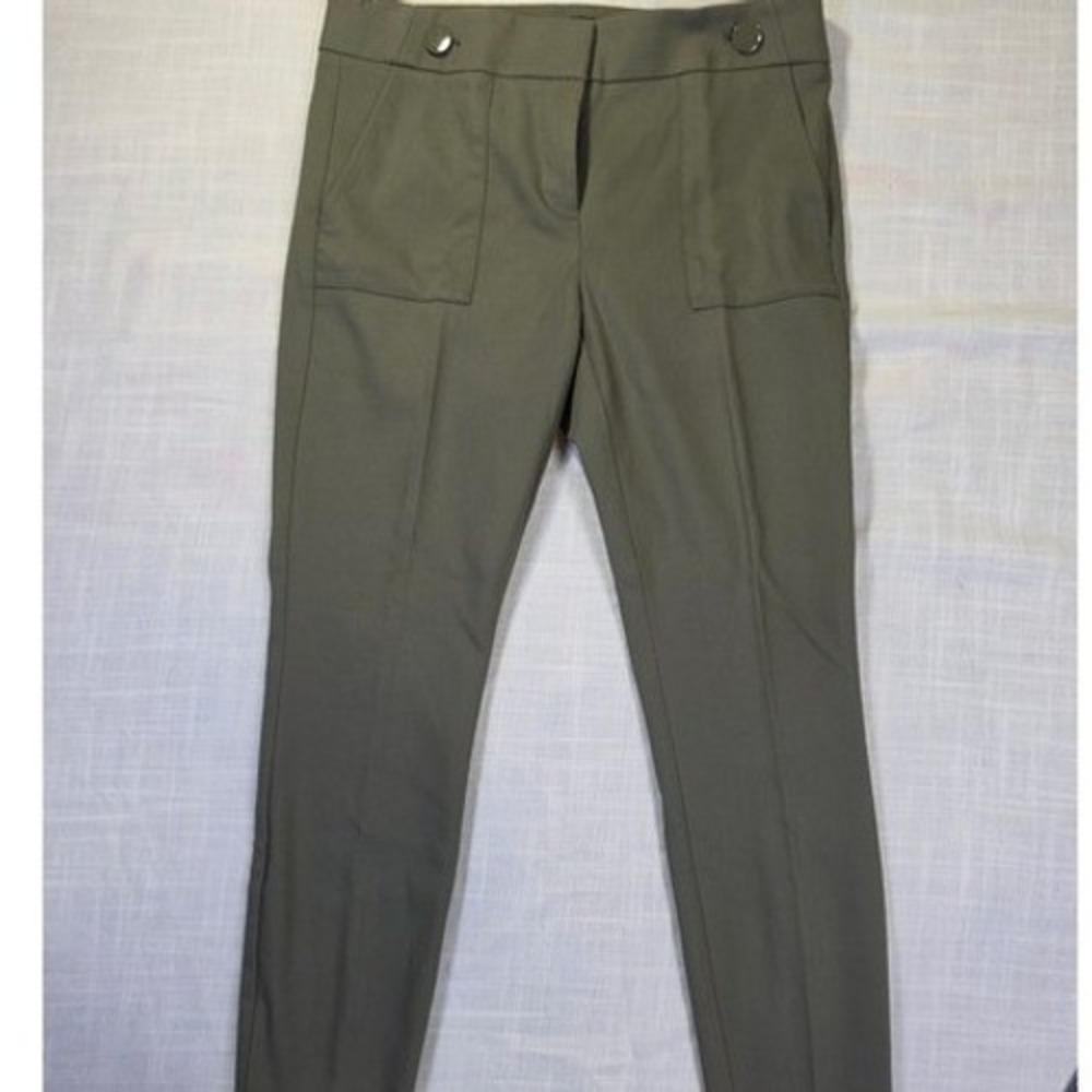 Loft Marisa Skinny Pants Olive Green Button Detail Size 8